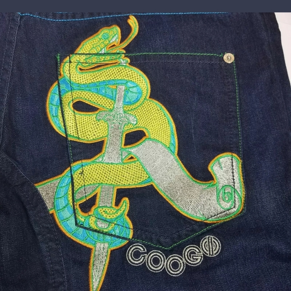 Mens Coogie Jeans Embroidered Snake & Sword